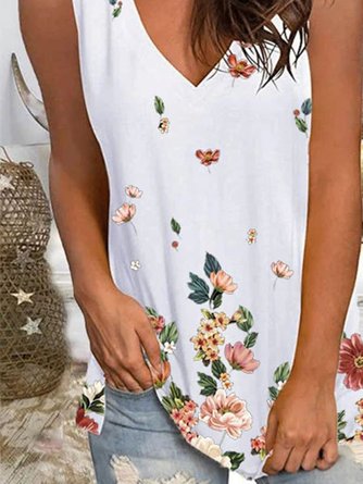 Sleeveless Floral-print Casual Top