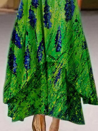 Casual Crew Neck Printed 3/4 Sleeve Dress