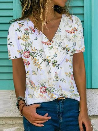 Vintage V Neck Printed Top