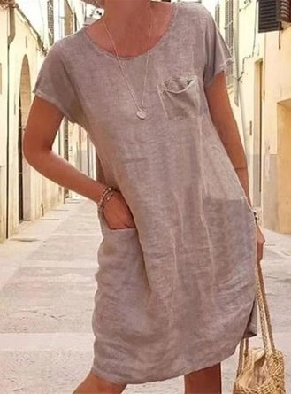 Cotton Crew Neck Short Sleeve Dress