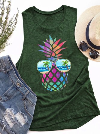 Colorful Pineapple Sunglasses Beach Tank