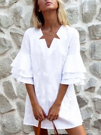 Linen Half Sleeve Mini Dress