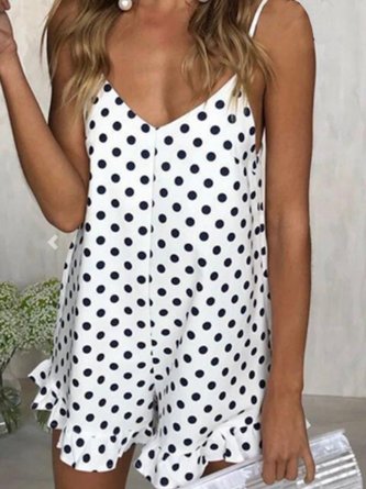Polka Dots Spaghetti-Strap Rompers