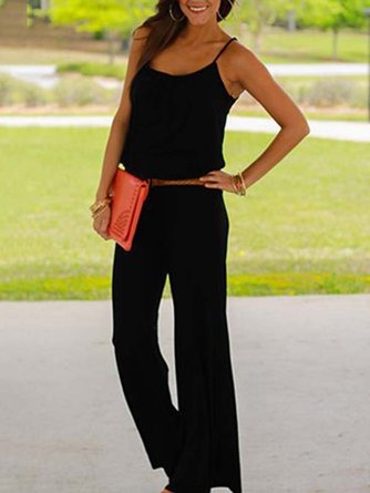Solid Spaghetti Casual One-Pieces