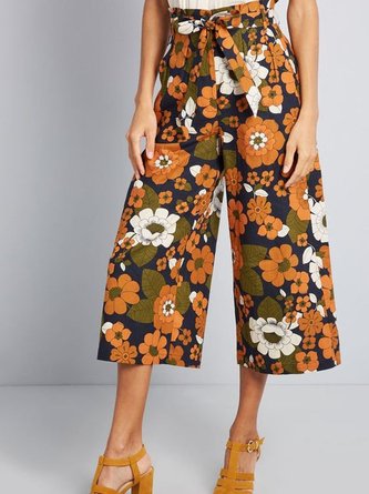 Floral Casual Wide Leg Pants