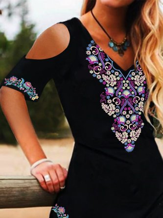 Short Sleeve Statement Printed Dress