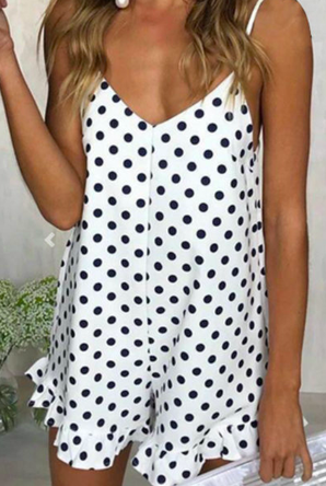 Polka Dots Spaghetti-Strap Rompers