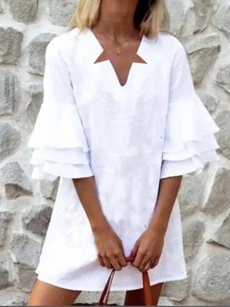 Linen Half Sleeve Mini Dress
