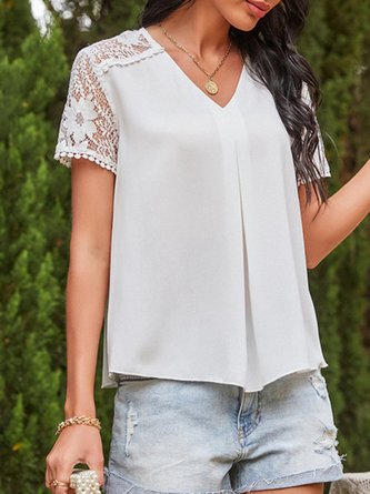 Guipure Lace Short Sleeve Blouse