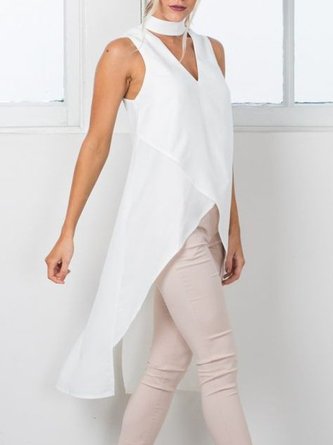 Solid Casual Paneled Shift Blouse