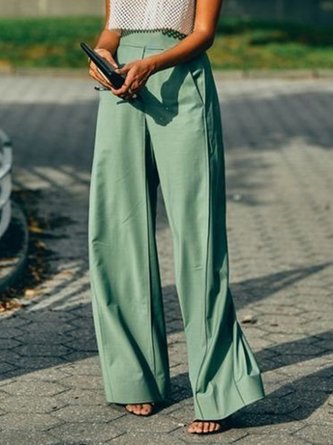 Vintage Plain Statement Pockets Plus Size Casual Pants