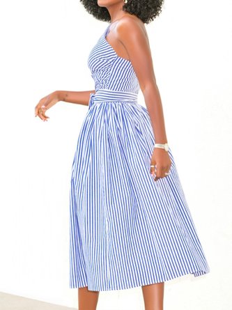 Vintage Stripes A-Line Sleeveless Dress
