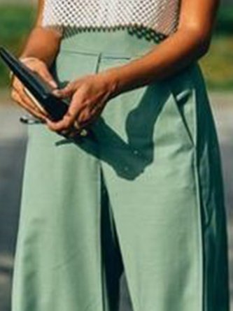 Vintage Plain Statement Pockets Plus Size Casual Pants