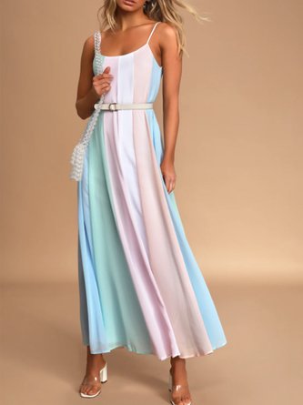 Holiday Stripes Crew Neck Sleeveless Dress