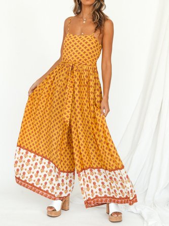 Boho Romantic Sleeveless Yellow Jumpsuit