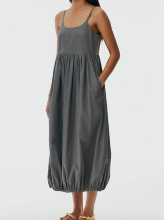 Beach Plain Spaghetti-Strap Holiday Midi Dress