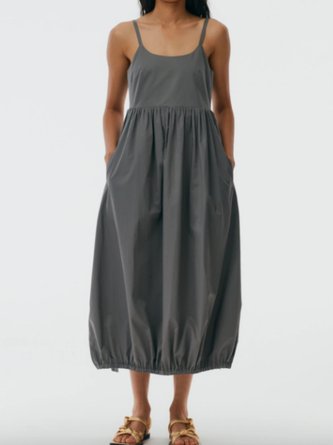 Beach Plain Spaghetti-Strap Holiday Midi Dress