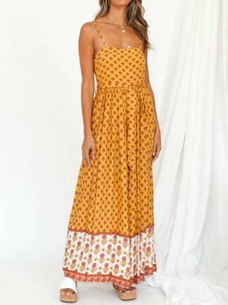 Boho Romantic Sleeveless Yellow Jumpsuit