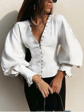 Shift Solid Balloon Sleeve Top