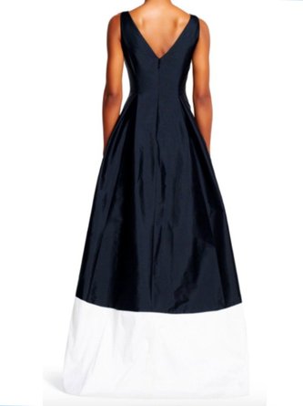 A-Line Cocktail Plain V Neck Maxi Dress