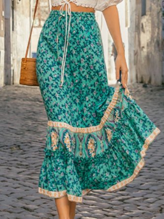 Printed Floral Midi Skirt
