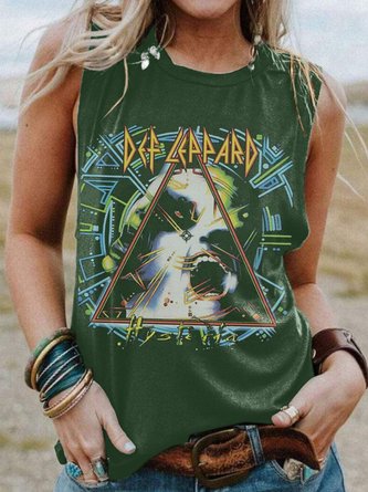 Def Leppard Sleeveless Crew Neck Cotton-Blend Woman's Top