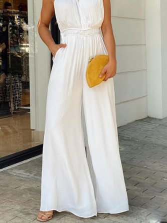 Halter Simple & Basic Solid One-Pieces