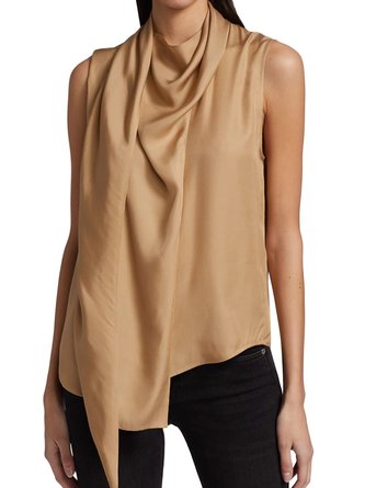 Sleeveless Plain Casual Shift Top