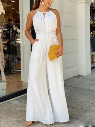 Halter Simple & Basic Solid One-Pieces