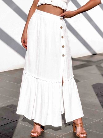 Casual Plain Midi Skirt