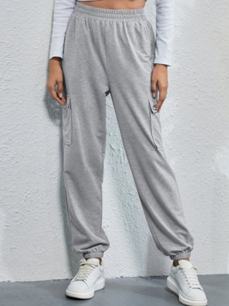 Solid Shift Casual Straight Leg Pants