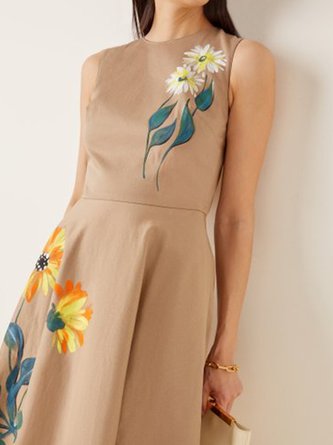 Printed Sleeveless Holiday Floral Dress