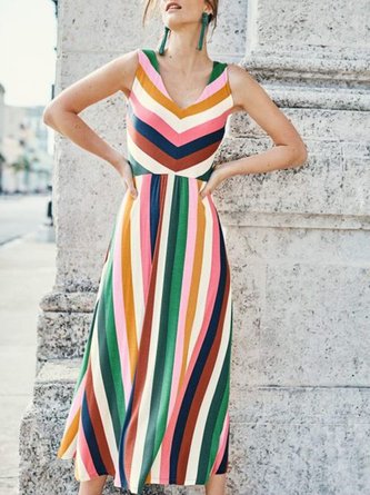 Stripes Vintage Maxi Dress