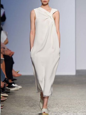 Shift Sleeveless Simple Solid Dress