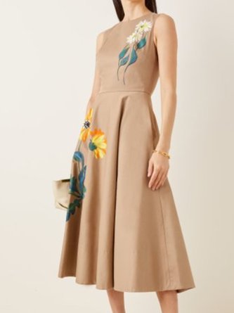 Printed Sleeveless Holiday Floral Dress