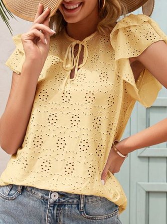 Guipure Lace Lace Short Sleeve Holiday Top