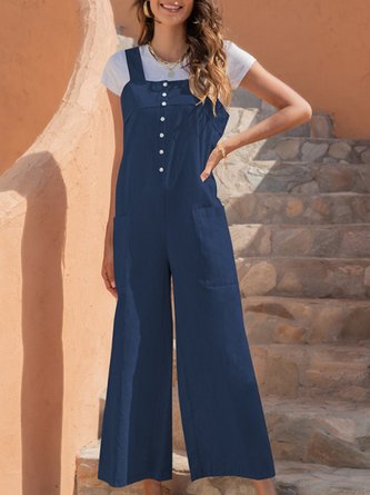 Spaghetti-Strap Pockets Casual One-Pieces