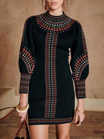 3/4 Sleeve Turtleneck Dress