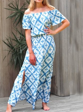 Beach Boho Seaside Cold Shoulder Maxi Dress