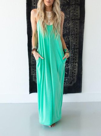Casual Spaghetti Plain Maxi Dress