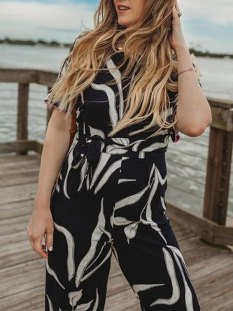 Crew Neck Short Sleeve Jumpsuit