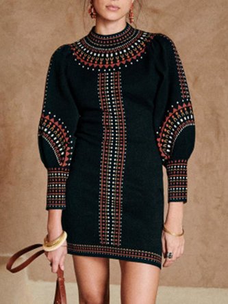 3/4 Sleeve Turtleneck Dress