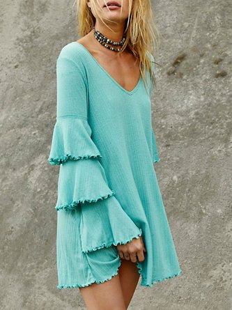 Casual Long Sleeve Mini Dress