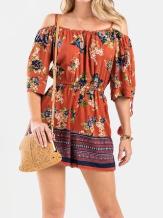 Cold Shoulder Floral Rompers