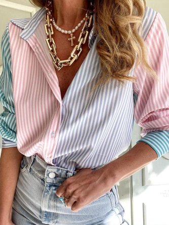 Long Sleeve Formal Stripes Top