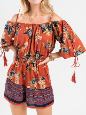 Cold Shoulder Floral Rompers