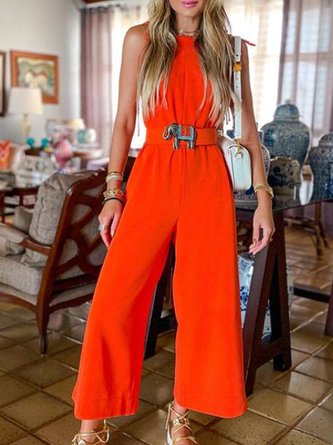 Holiday Solid Sleeveless Jumpsuits