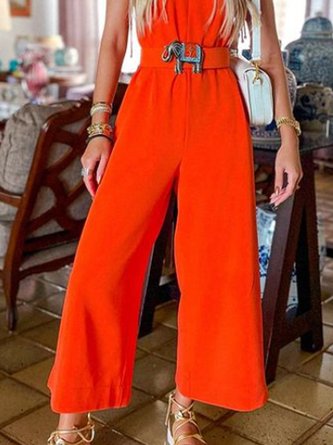 Holiday Solid Sleeveless Jumpsuits