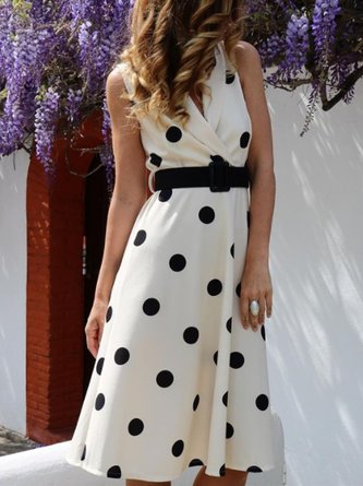 Polka Dots Sleeveless Vintage Dress