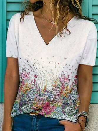 V Neck Short Sleeve Top